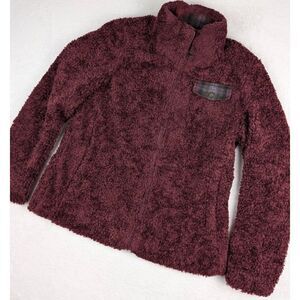 Pendleton Womens Deep Pile Full Zip‎ Sherpa Jacket sz Small Burgundy Red